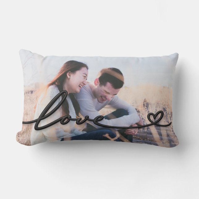 Personalised Photo Love Script  Lumbar Pillow (Front)