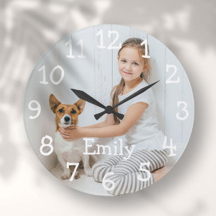 Personalised Photo Name Large Clock