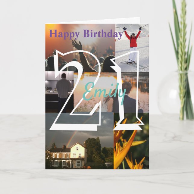 Personalised Photo Upload 21st Birthday Card (Front)