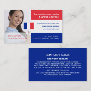 Personalised Photograph, French Language Tutor Business Card