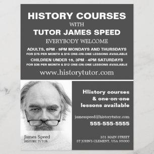 Personalised Photograph, History Course Advert Flyer