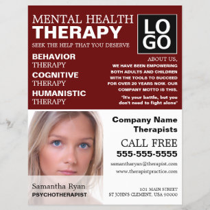 Personalised Photograph, Psychotherapist, Therapy Flyer