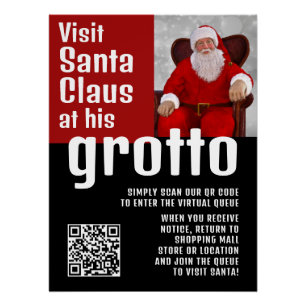 Personalised Photograph, Visit Santa, QRCode Queue Poster