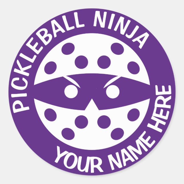 Personalised  Pickleball ninja red Classic Round Sticker (Front)