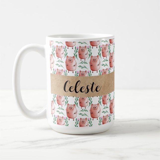 Personalised Pig Mug – Cute Farm Animal Gift Cup (Gauche)