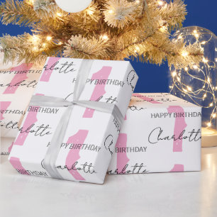 Personalised Pink 1st 2nd 3rd 10th Birthday Party Wrapping Paper