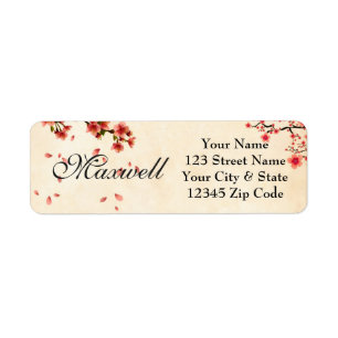 Personalised pink floral return address labels