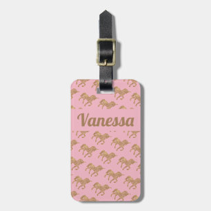 Personalised Pink Gold Unicorn Luggage Tag
