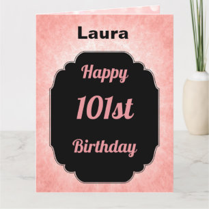 Personalised pink Happy 101st Birthday Card