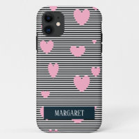Personalised pink hearts and stripes