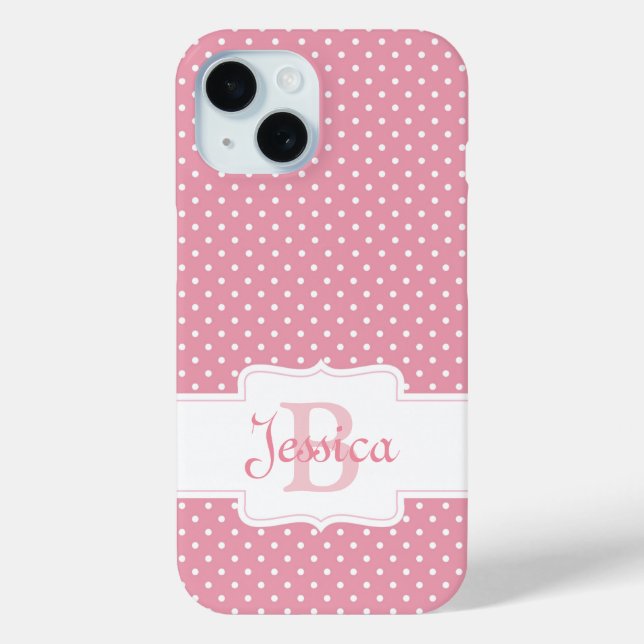 Personalised Pink Polka Dot  Case-Mate iPhone Case (Back)