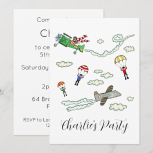 Personalised Planes and Parachutes Invitation