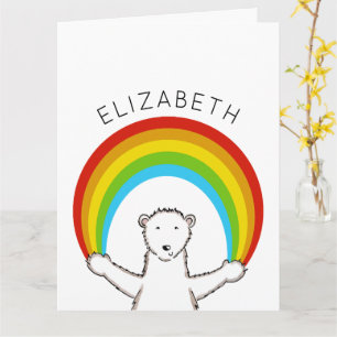 Personalised Polar Bear and Rainbow Birthday Card