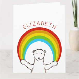 Personalised Polar Bear and Rainbow Birthday Card