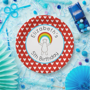 Personalised Polar Bear and Rainbow Paper Plate