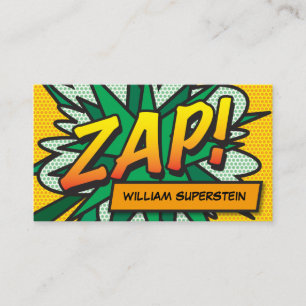 Personalised Pop Art Comic Book ZAP Business Card