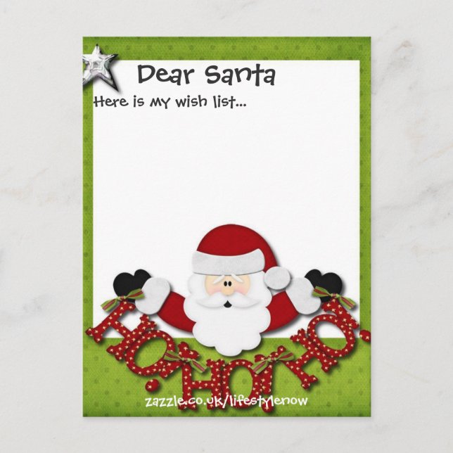 Personalised Postcard - Wish List Green (Front)