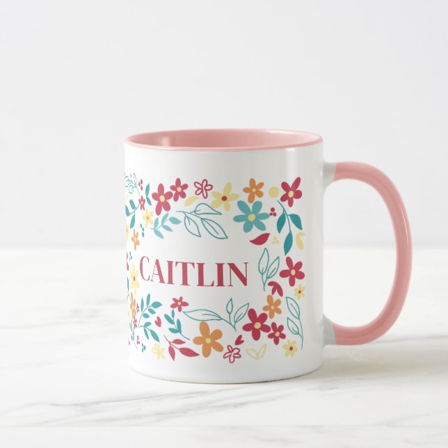 Personalised Pretty Floral Name Mug –  (Right)