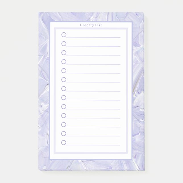 Personalised Purple Paint Strokes Grocery List. Post-it Notes (Front)