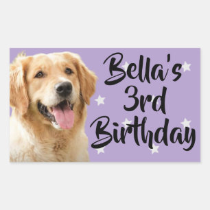 Personalised purple pet birthday favour stickers 