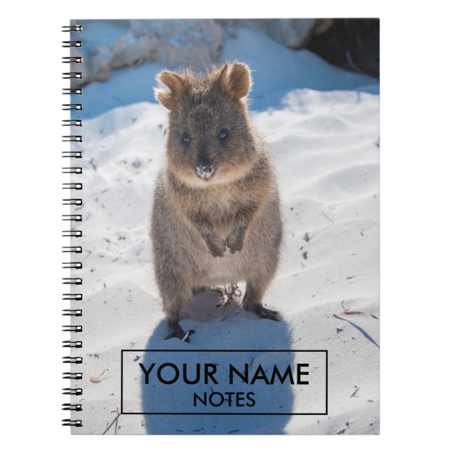 Personalised Quokka On The Beach Notebook (Front)