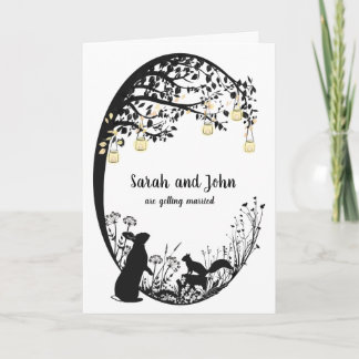 Personalised Rabbit, Squirrel & Tea Light Wedding Invitation