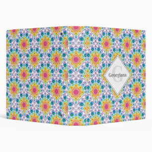 Personalised Rainbow Floral Fountain Art Deco Binder