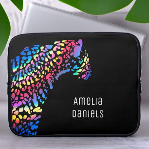 Personalised Rainbow Jaguar Laptop Sleeve