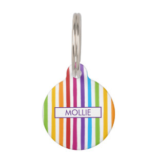 Personalised Rainbow Stripes Pet Tag