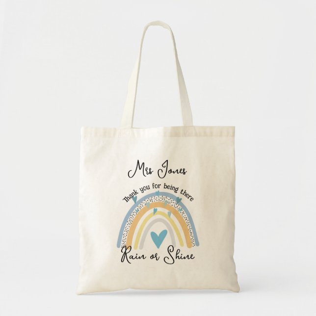 Personalised Rainbow Teacher class gift retirement Tote Bag (Front)