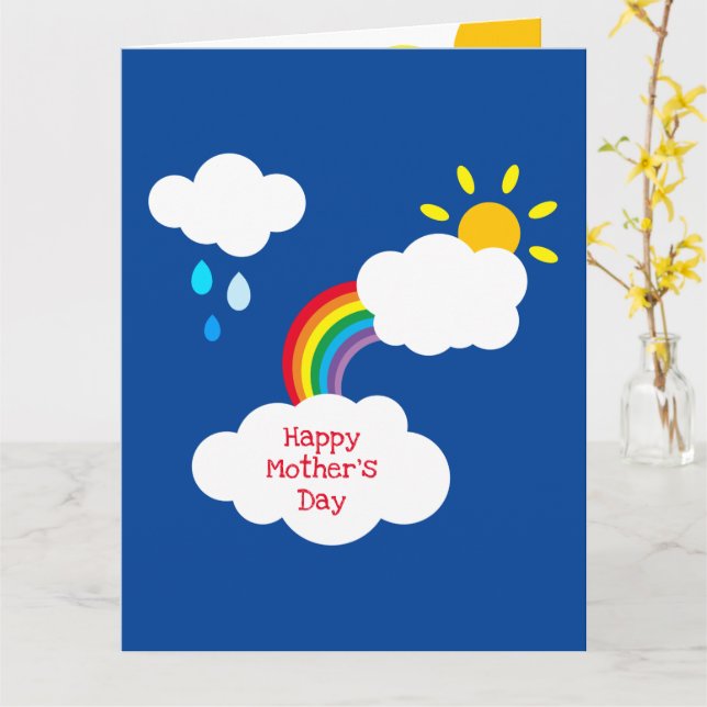 Personalised Rainbow Weather Mother's Day Card (Yellow Flower)