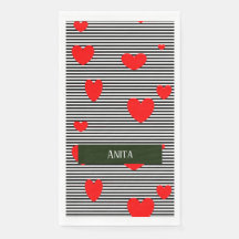 Personalised red hearts and stripes