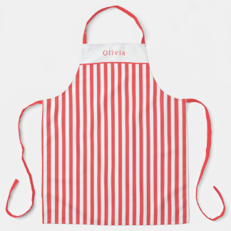 Personalised Red / Pink Stripe Pattern Apron