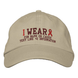 Personalised Red Ribbon Awareness Embroidery Embroidered Hat