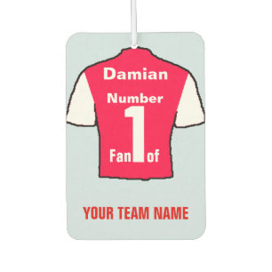 Personalised Red & White Shirts No 1 Fan Air Freshener