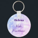 Personalised Reiki Practitioner design Keychain<br><div class="desc">Pretty personalised Reiki Practitioner design Keychain. Purple/Blue sparkle effect.</div>