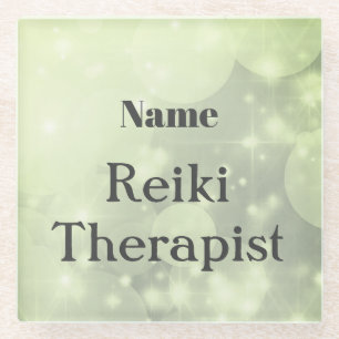 Personalised Reiki Therapist design Glass Coaster