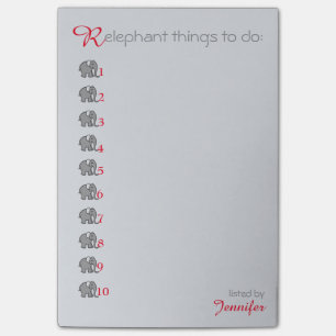 Personalised "RElephant" To-Do-List Grey Elephant Post-it Notes