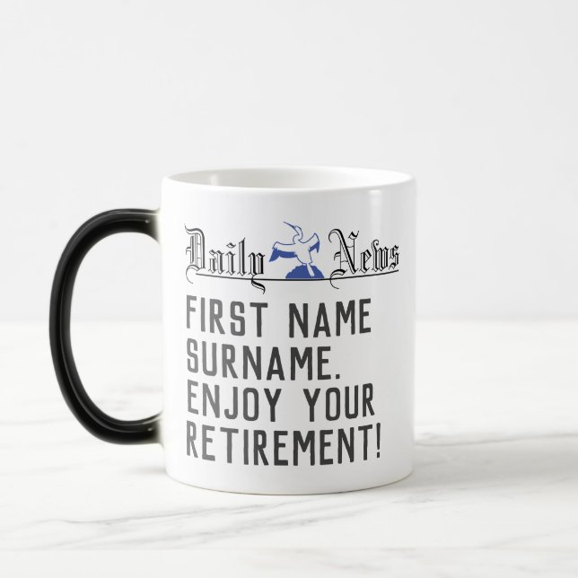 Personalised Retirement Gift Magic Mug (Left)