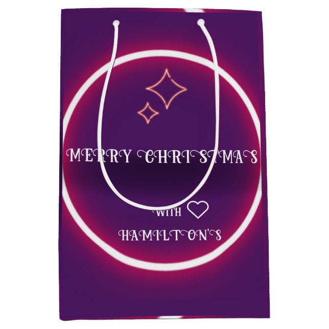 PERSONALISED RETRO STYLE CHRISTMAS VINTAGE  MEDIUM GIFT BAG (Front)