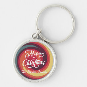 Personalised Retro Theme Christmas Keychain