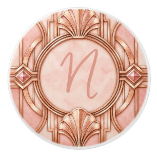 Personalised Rose Gold Art Deco Drawer Knob