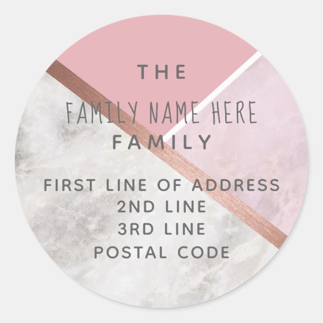 Personalised Rose Gold Marble Address Stickers (Front)