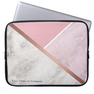 Personalised Rose Gold Marble Laptop Case