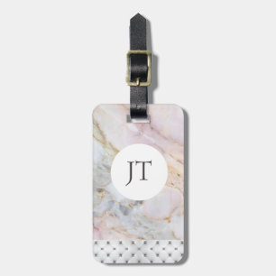Personalised Rose Gold Marble Luggage Tag