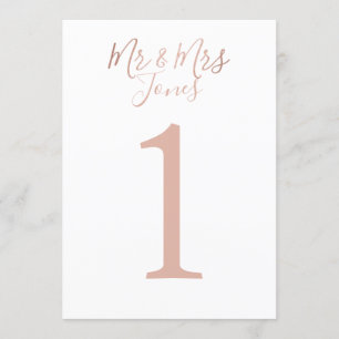 Personalised Rose Gold Wedding Table Numbers