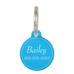 Personalised Round Pets ID Tag - Blue