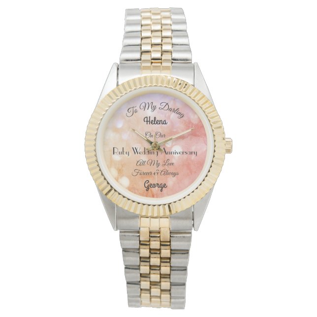 Personalised Ruby Wedding Anniversary Watch (Front)