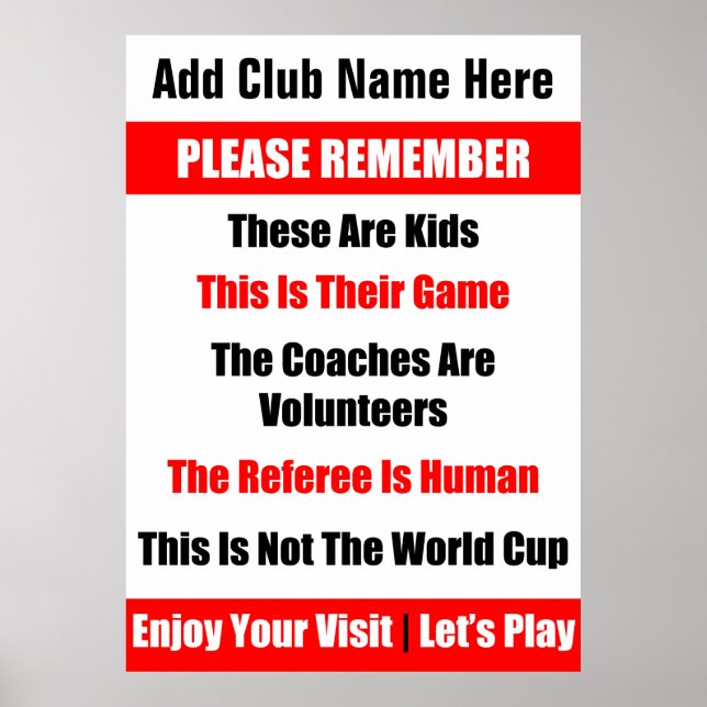 Personalised Rugby Kid's Game Poster (Front)