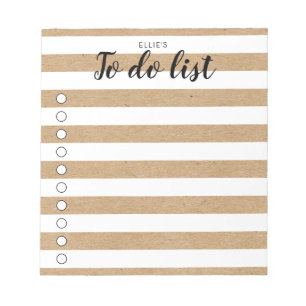 Personalised Rustic Kraft Striped To-Do List Notepad
